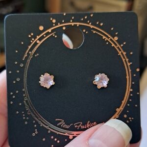 14k Yellow Gold Pink Quartz Daffodil Mounted Stud JCM Earrings .45g